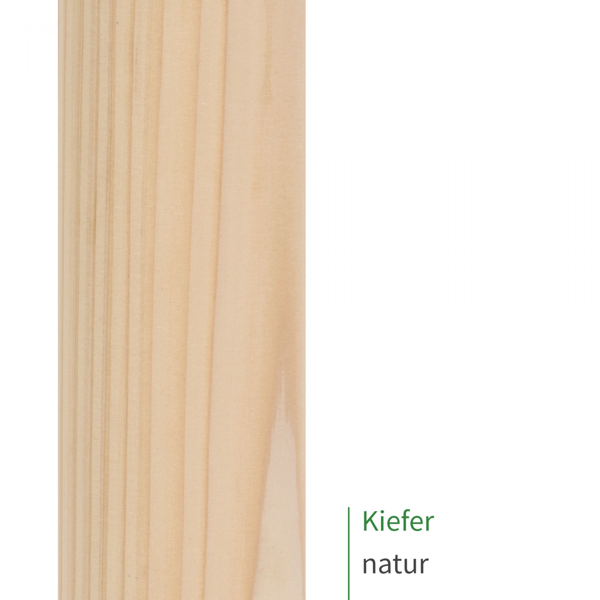 Handlauf Kiefer natur unbehandelt, Oberflächenmuster: Ausschnitt eines Holzhandlaufs mit heller, matter Maserung