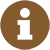 Info-Symbol, weißes i auf braunem Kreis