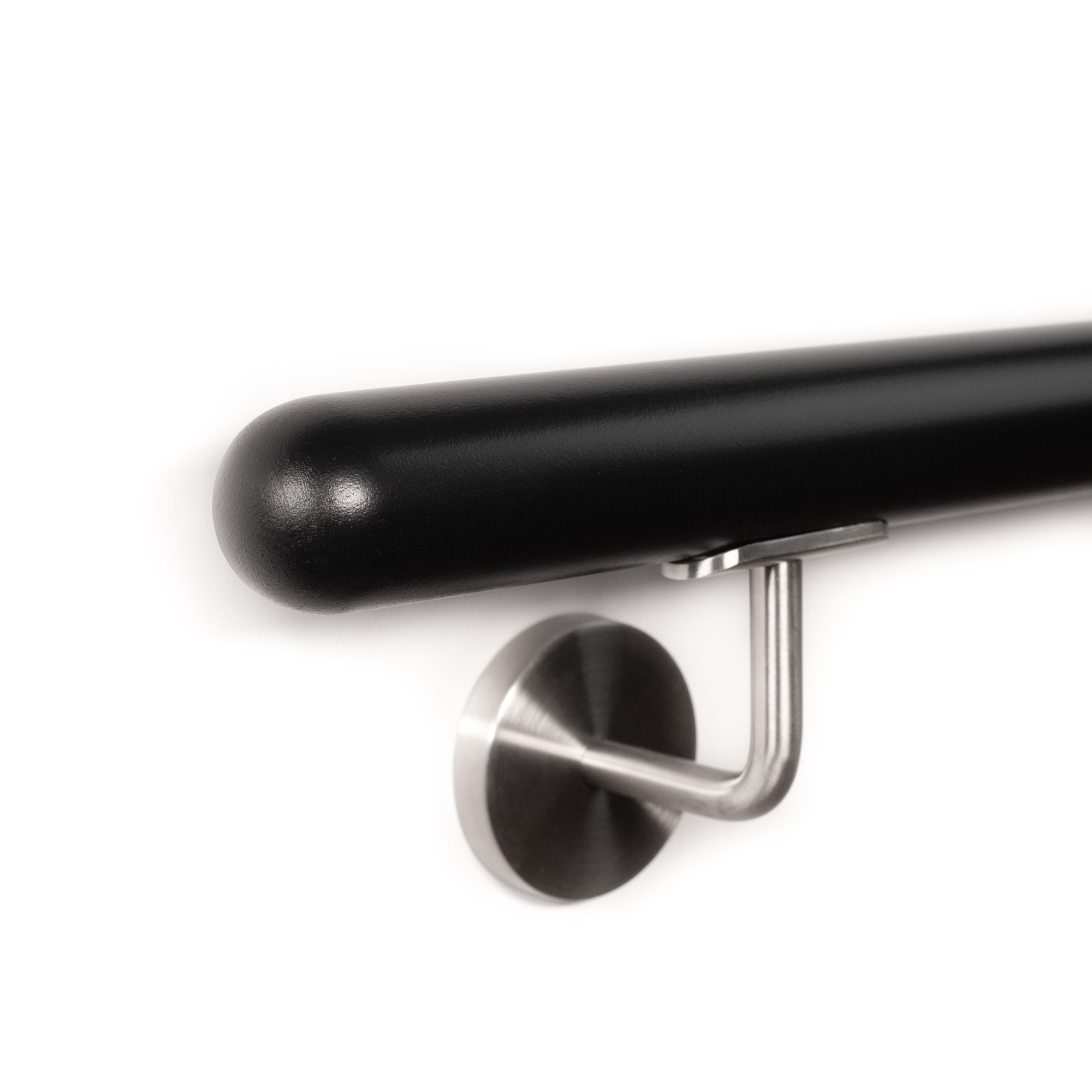Handlauf Buche rund schwarz Ø 30 - 60 mm | nach Maß | Treppe, Geländer, Wand